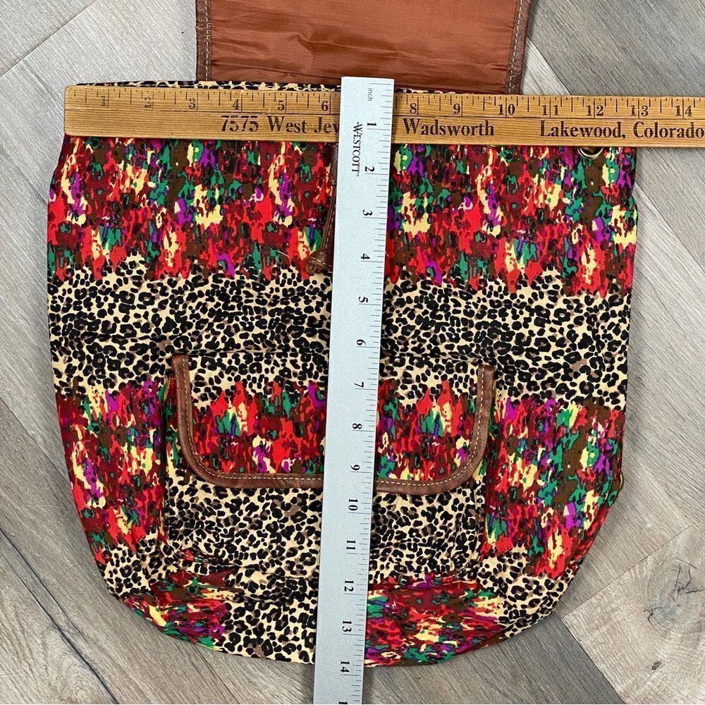 Bongo Leopard Print Multicolor Canvas Backpack Br… - image 11